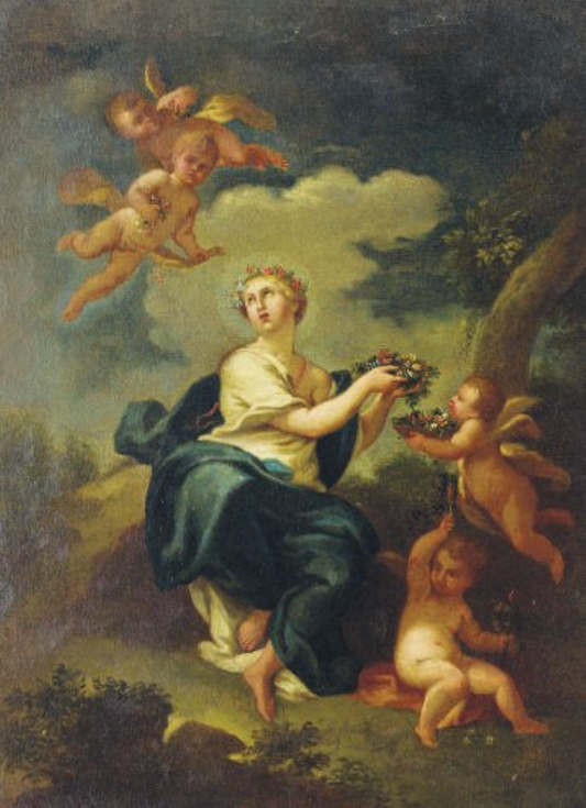 Maiden and Putti Picking Flowers, 18th Century | French School