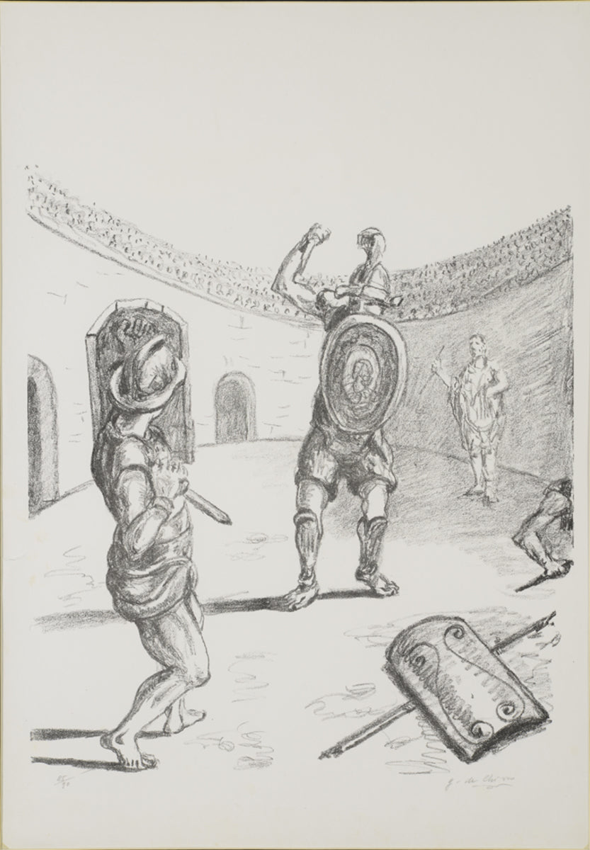 Giorgio de Chirico, Gladiators in the Arena (Uncolored)