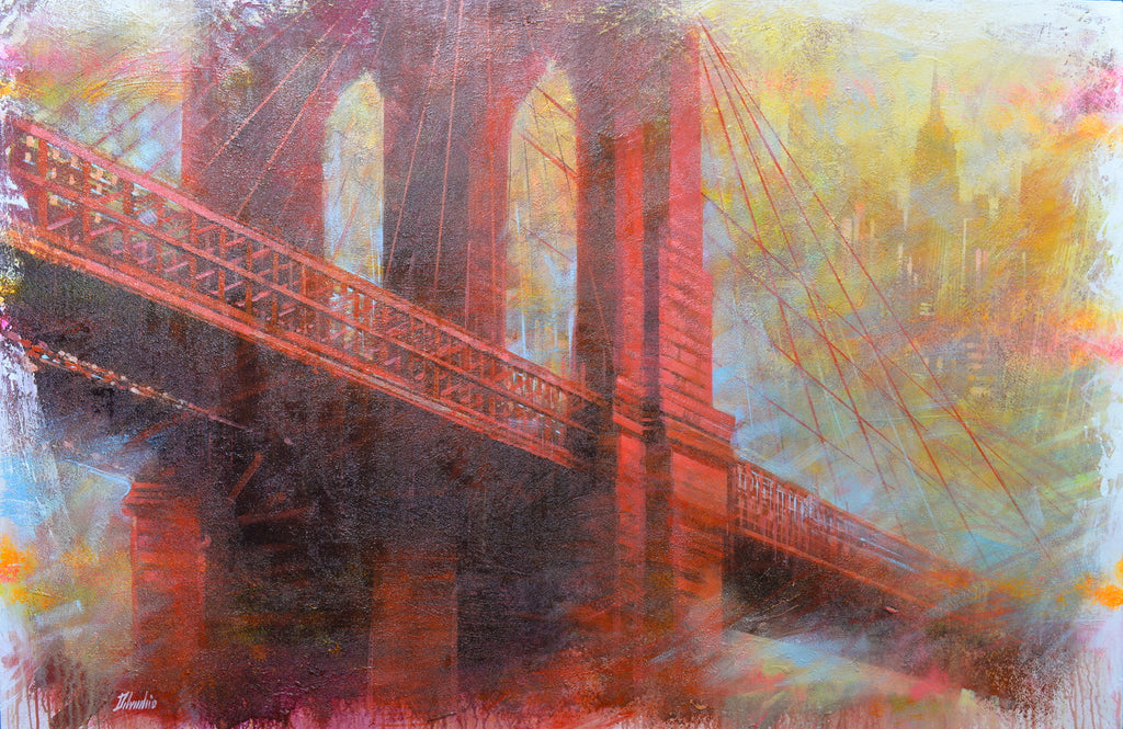 Empire and Brooklyn Bridge in Red